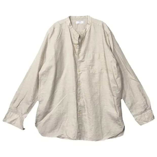 유니클로 베이지 오버핏 차이나넥 린넨 셔츠 XXL
