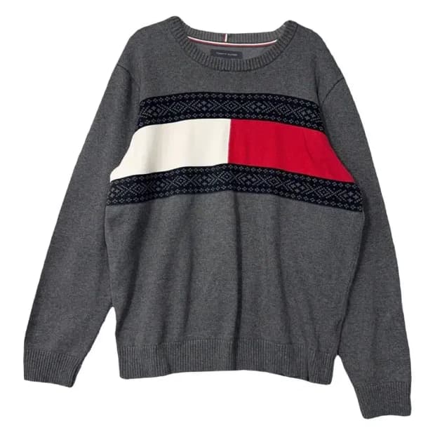 타미힐피거 그레이 코튼 니트 XL TG/XG
