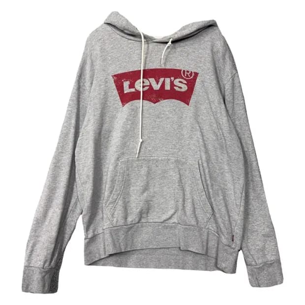 리바이스 프린팅 라이트 그레이 후드티 M