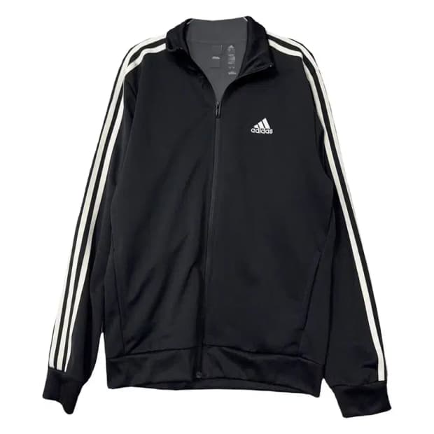 아디다스 블랙 로고 삼선 집업 저지 A/M