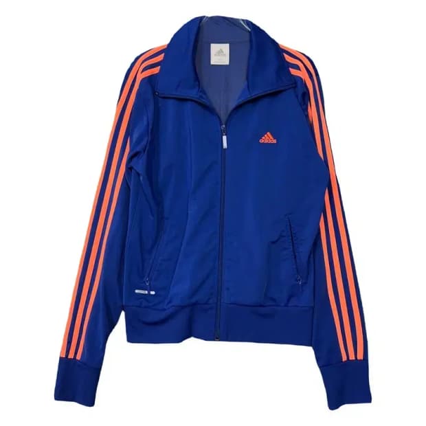 아디다스 블루 로고 삼선 집업 저지 100