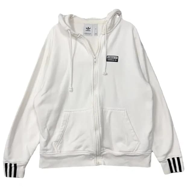 아디다스 화이트 로고 캐주얼 후드집업 M