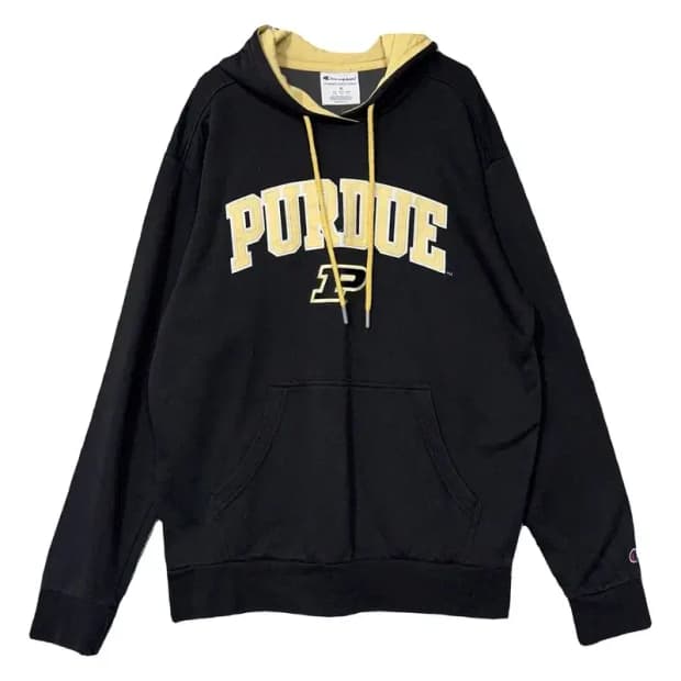 챔피온 프린팅 블랙 후드티 M