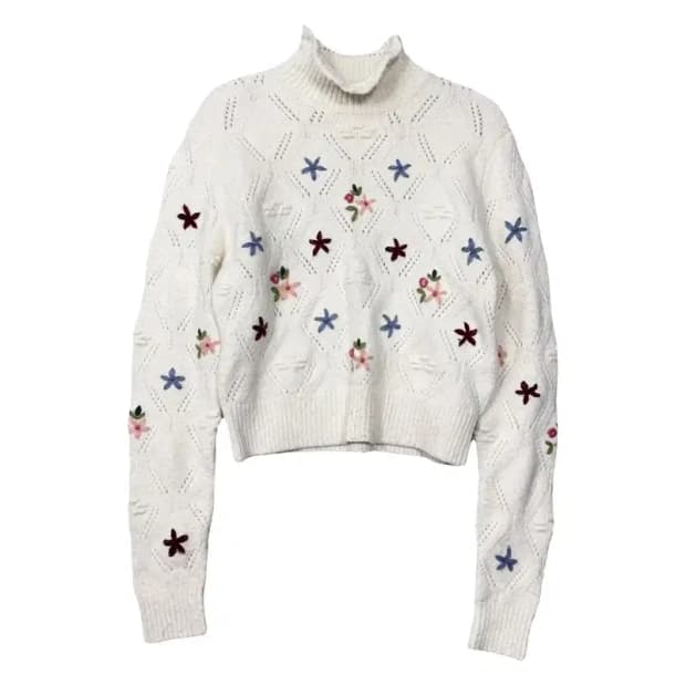 자라 플라워 자수 캐주얼 니트 니트 M