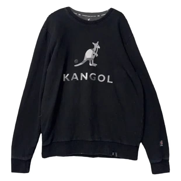 캉골 프린팅 블랙 맨투맨 L