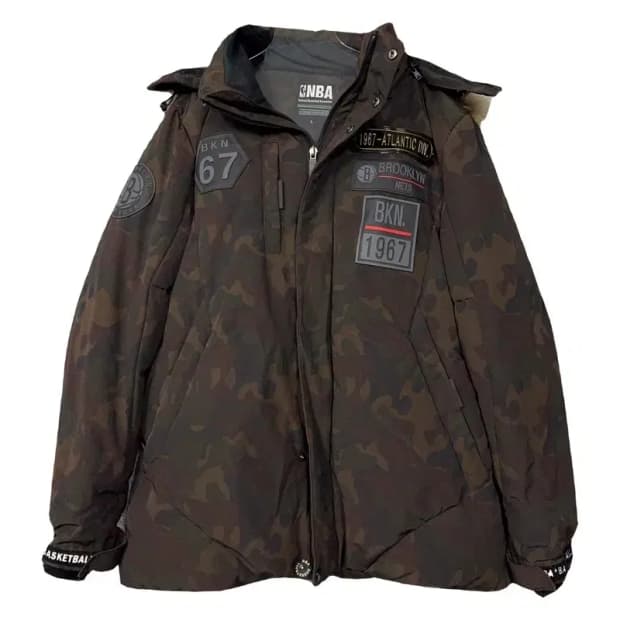 엔비에이 밀리터리 브라운 패치 다운 패딩 L