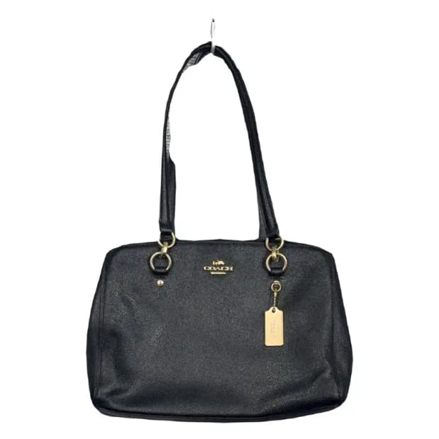 코치 블랙 금장 로고 레더 숄더백