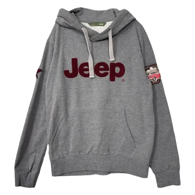 지프 프린팅 라이트 그레이 빈티지 후드티 100