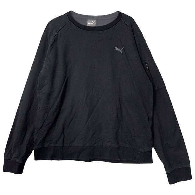 푸마 블랙 로고 맨투맨 L