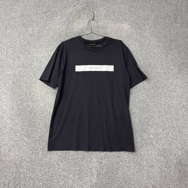 스파이더 기능성 프린팅 블랙 반팔 티 XXL