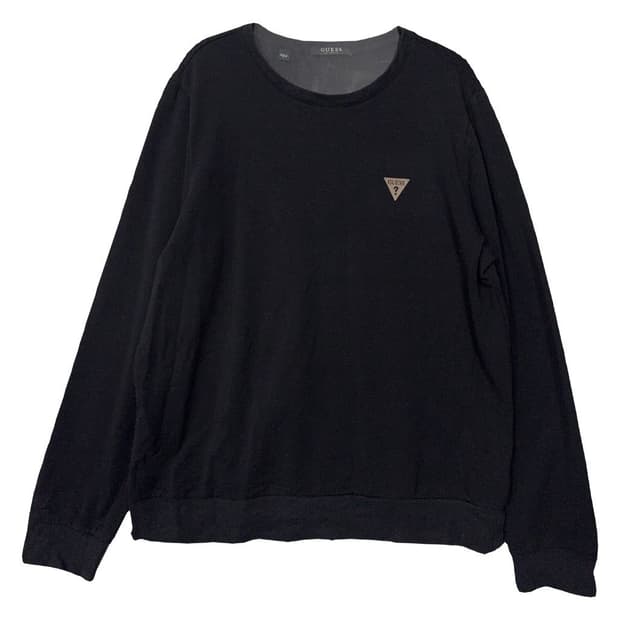 게스 블랙 로고 캐주얼 맨투맨 L