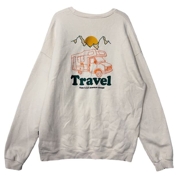 플루크 크림 백프린팅 맨투맨 L