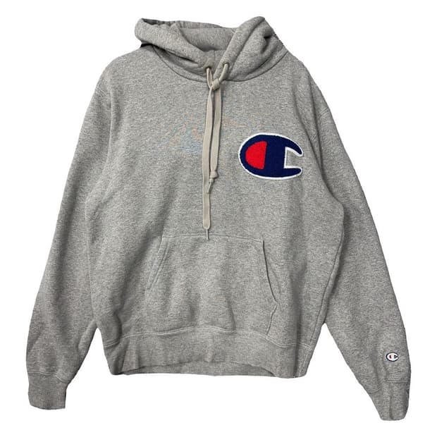 챔피온 라이트 그레이 빅로고 후드티 MEDIUM