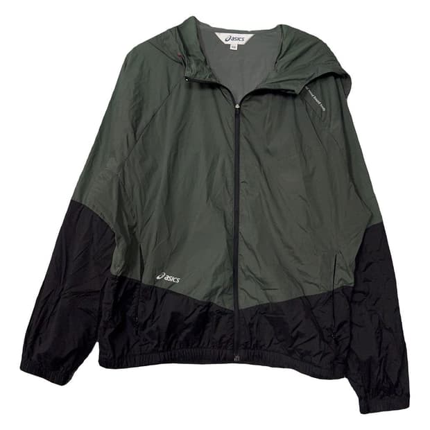 아식스 기능성 카키 후드 바람막이 100