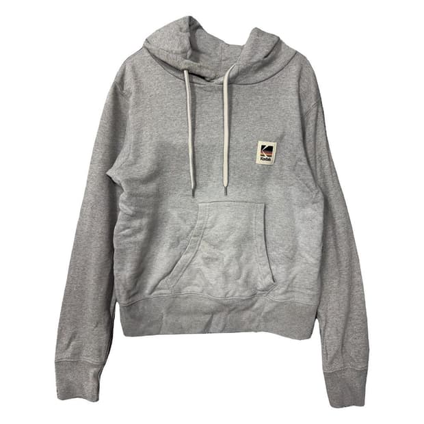 코닥 라이트 그레이 로고 캐주얼 후드티 S