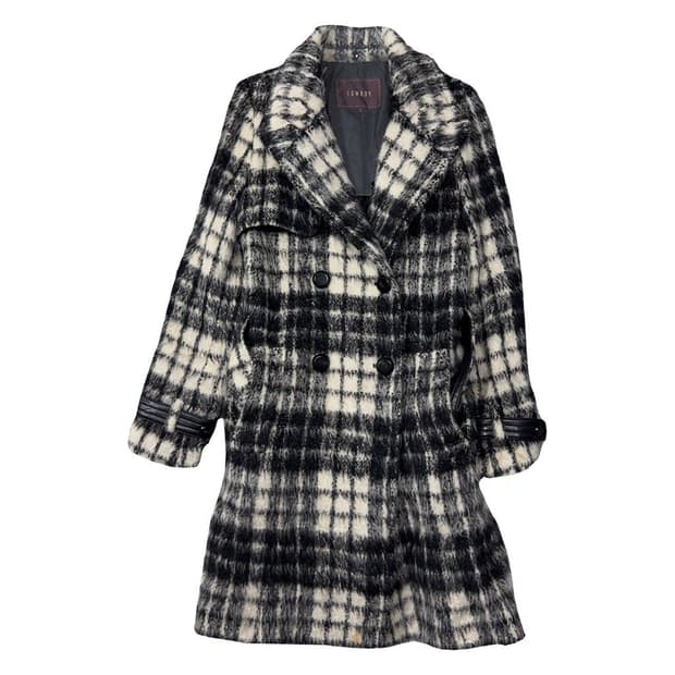 톰보이 체크 블랙 클래식 알파카 모헤어 코트 55