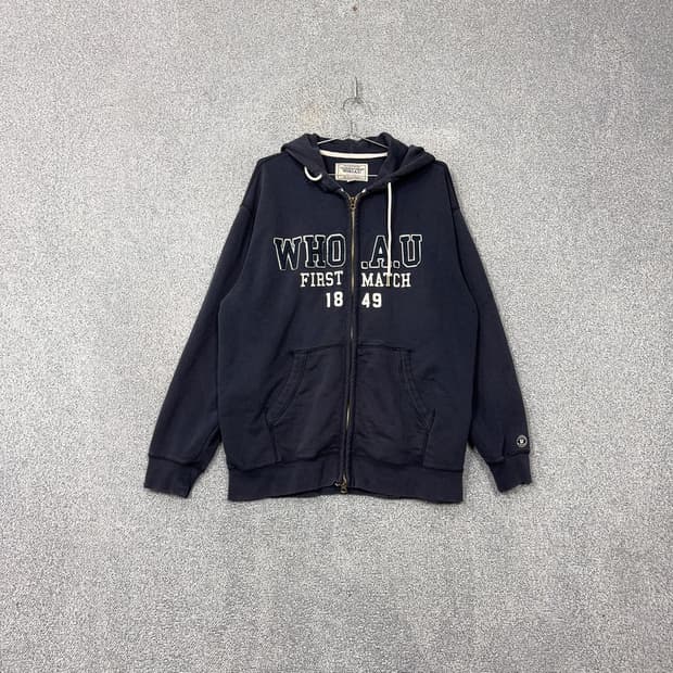 후아유 빈티지 스펠 로고 후드집업 XL