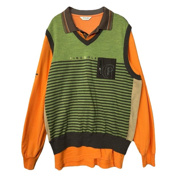 핑 오렌지 골프 니트 105