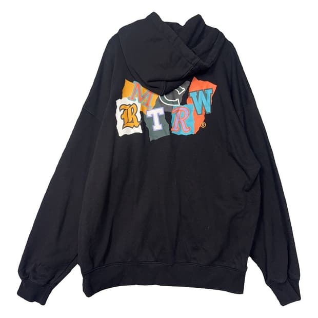 로맨틱크라운 블랙 오버핏 백프린팅 후드티 L