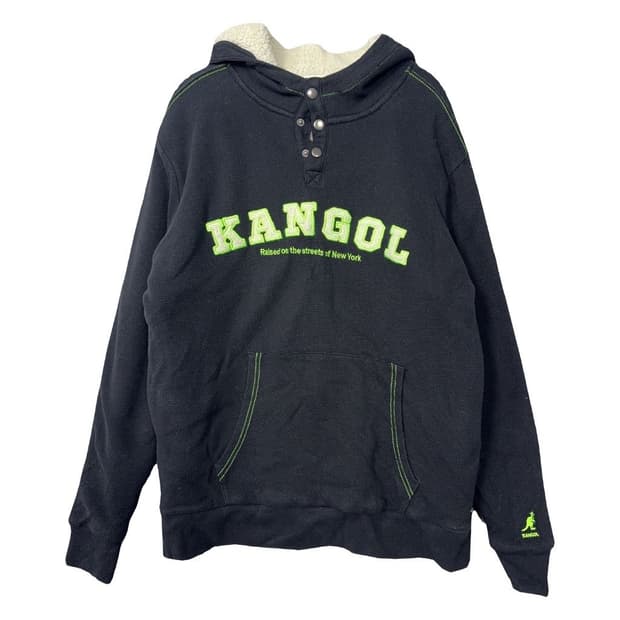 캉골 로고 양털 네이비 후드티 S/P