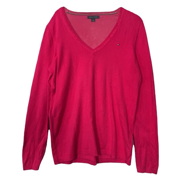 타미힐피거 핑크 브이넥 캐주얼 니트 S/P