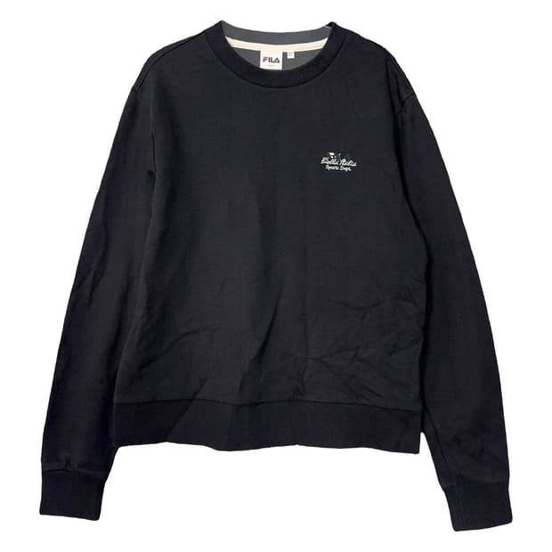 휠라 블랙 스펠 로고 맨투맨 L