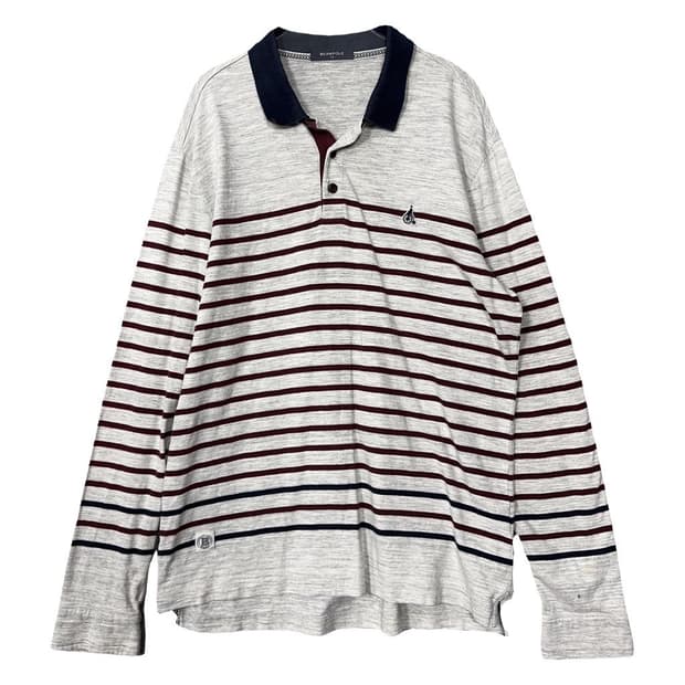 빈폴 스트라이프 라이트 그레이 긴팔 카라티 110