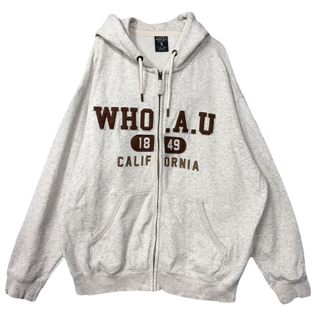 후아유 스펠 로고 Y2K 라이트 그레이 후드집업 XL