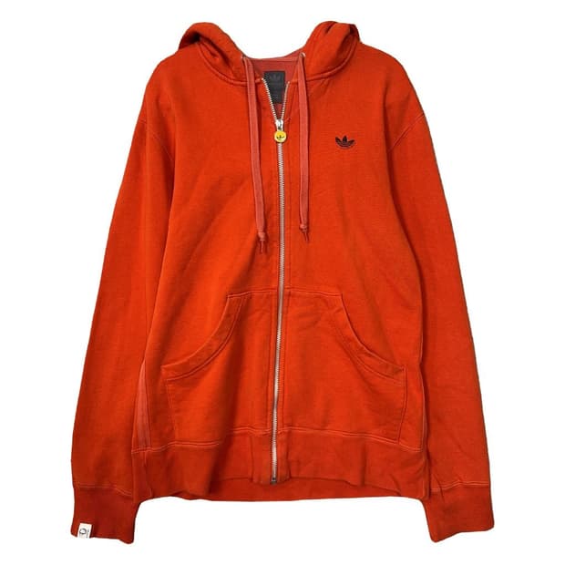 아디다스 흑탭 구형 오렌지 하드 코튼 후드 집업 95
