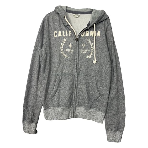 후아유 자수 로고 그레이 후드 집업 L