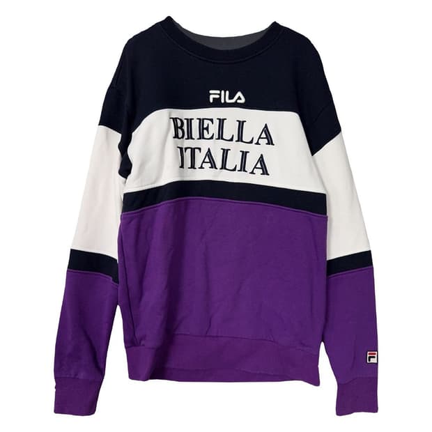 휠라 로고 멀티컬러 캐주얼 맨투맨 SMALL