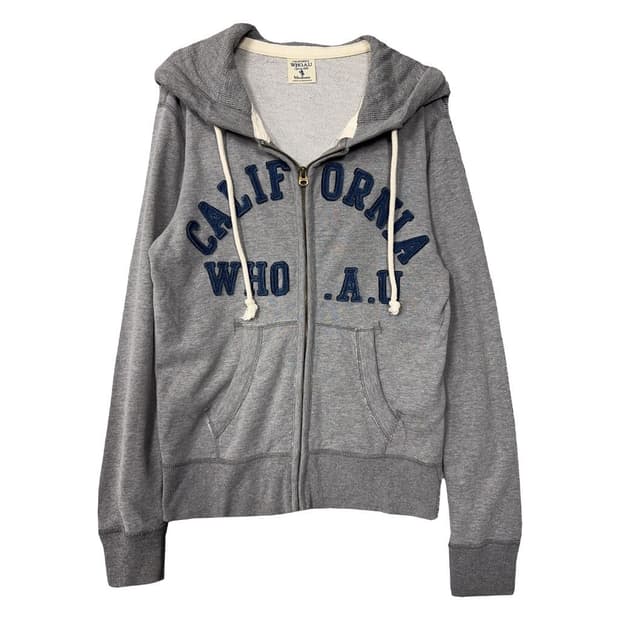 후아유 스펠 자수 로고 Y2K 라이트 그레이 후드 집업 M