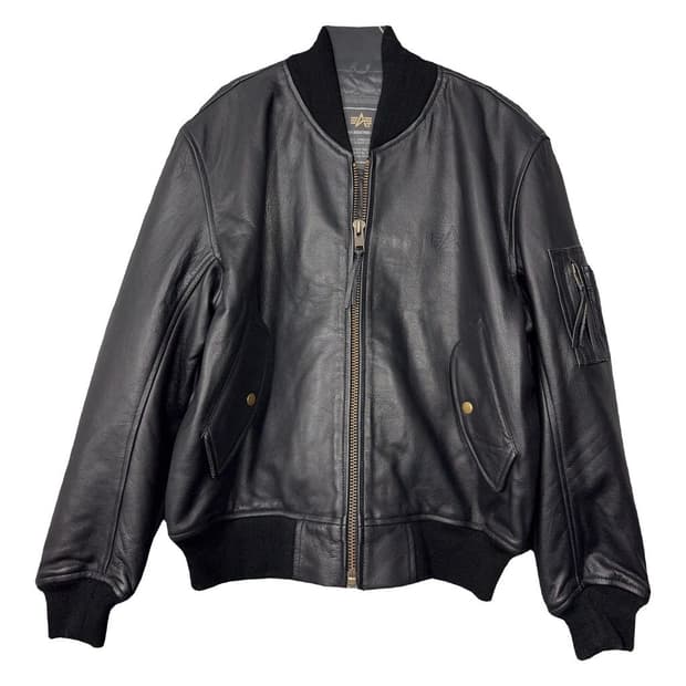 [새상품]알파인더스트리 레더 가죽 블루종 봄버 항공 점퍼 S