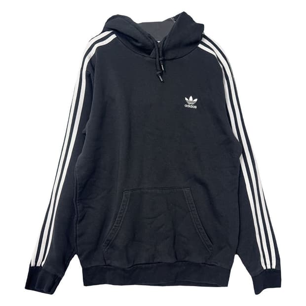 아디다스 블랙 불꽃 삼선 후드티 M