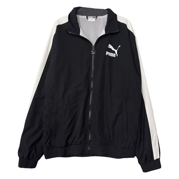 푸마 블랙 로고 빈티지 남성 집업 저지 M