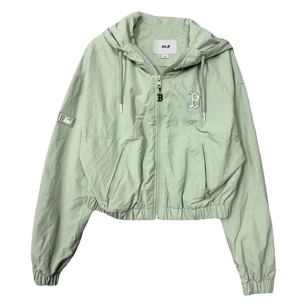 엠엘비 보스턴 자수 로고 크롭 라이트 그린 후드 바람막이 XS(85)