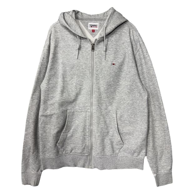 타미 진스 라이트 그레이 로고 후드 집업 S
