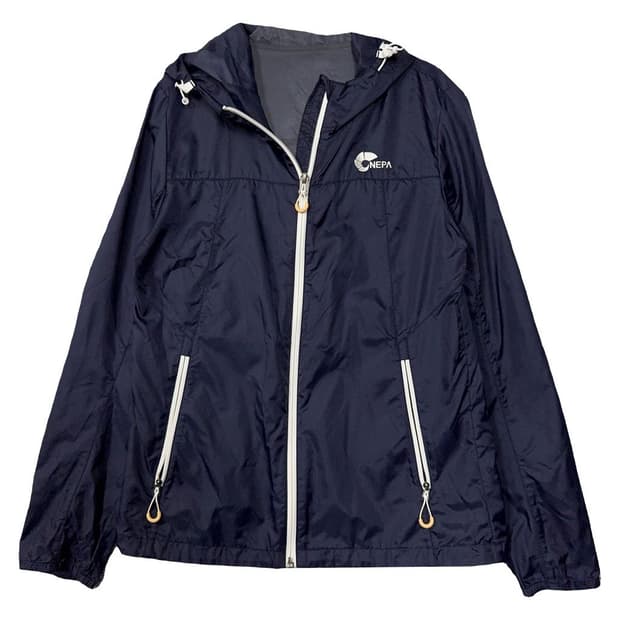 네파 네이비 로고 기능성 후드 바람막이 90