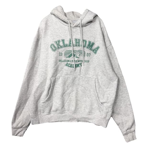 어커버 프린팅 라이트 그레이 후드티 L