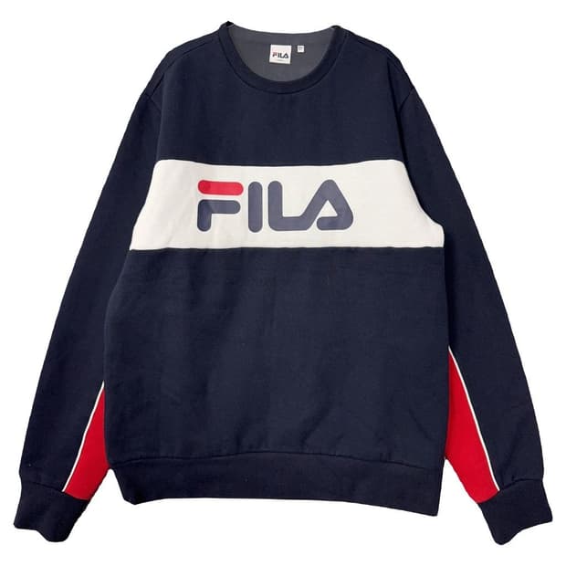 휠라 프린팅 네이비 맨투맨 105(L)