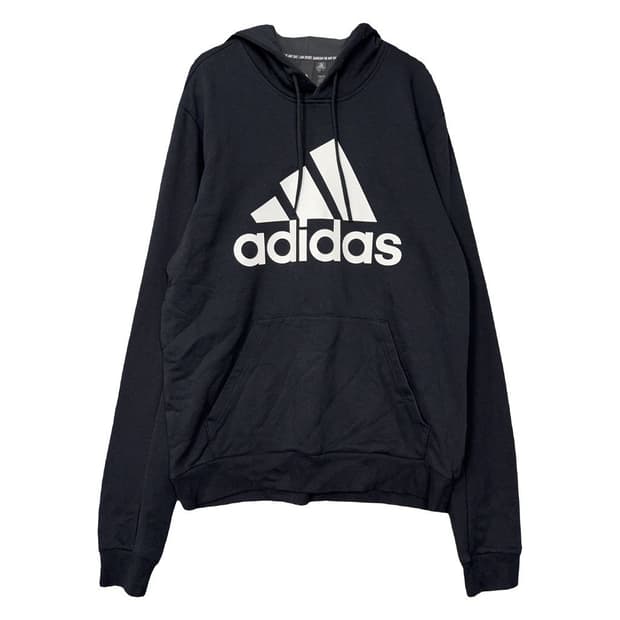 아디다스 빅로고 프린팅 블랙 후드티 2XL