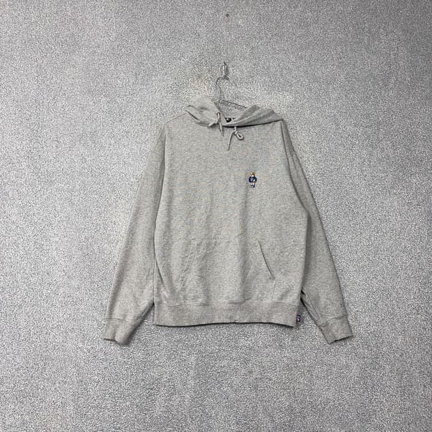 예일 베어 로고 라이트 그레이 후드티 L