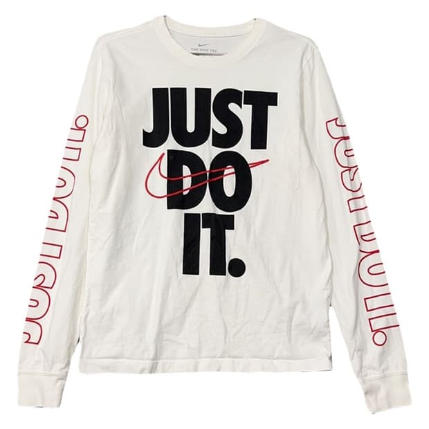 나이키 프린팅 화이트 빈티지 슬리브 긴팔 티 M