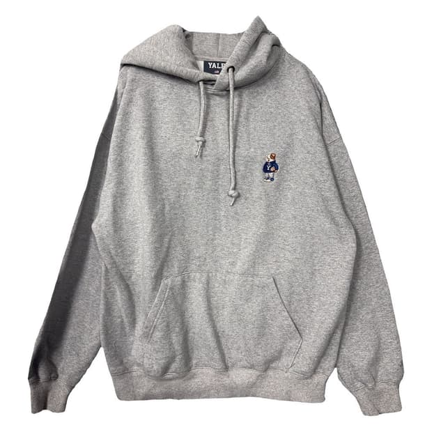 예일 베어 로고 라이트 그레이 후드티 M