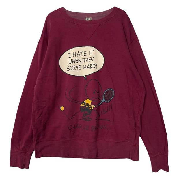 유니클로 프린팅 와인 맨투맨 XL