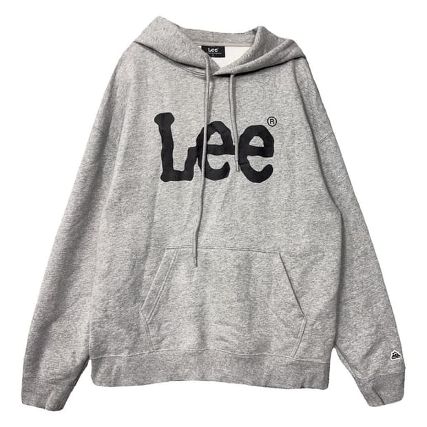 리 프린팅 라이트 그레이 후드티 S