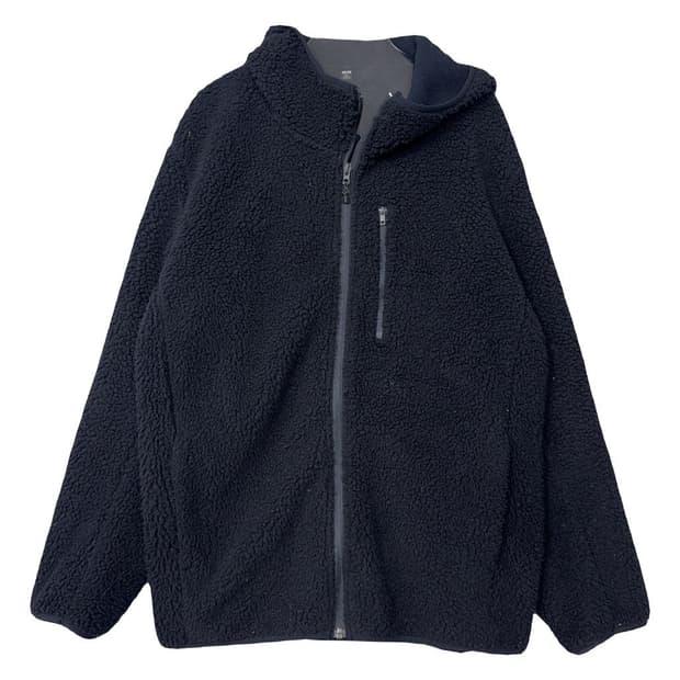 유니클로 블랙 양털 뽀글이 후드 집업 XL