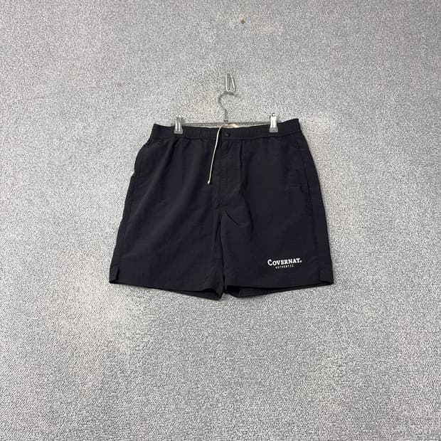 커버낫 블랙 로고 밴딩 나일론 반바지 LARGE