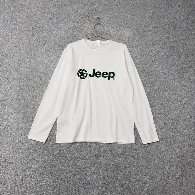 지프 프린팅 화이트 기능성 긴팔 티 XXL