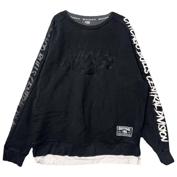 엔비에이 프린팅 블랙 레이어드 맨투맨 L